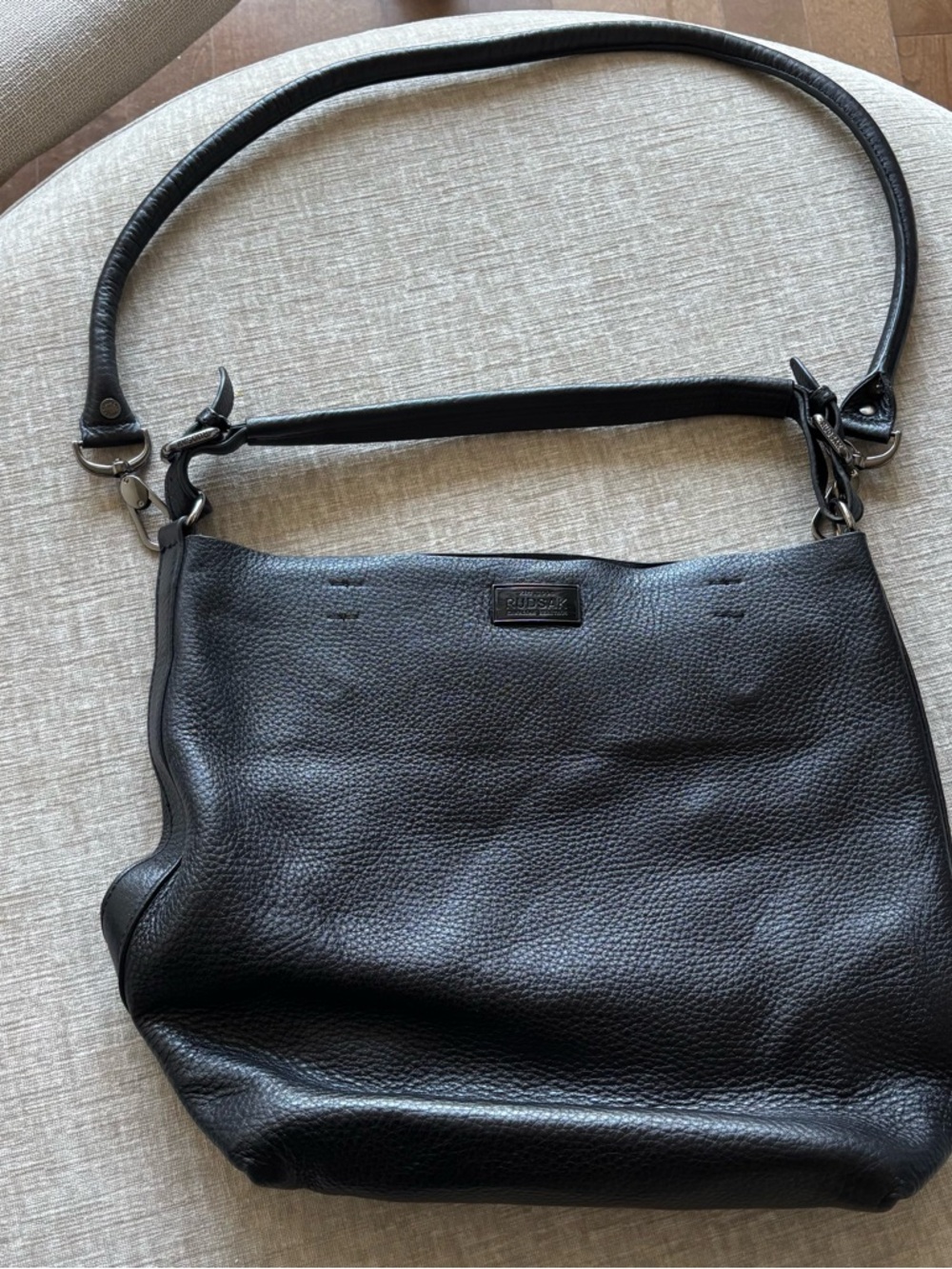 RUDSAK Black Pebbled Leather Shoulder Bag